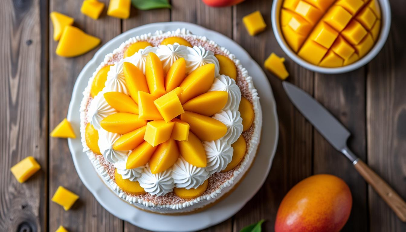 découvrez notre recette de dessert moelleux à la mangue, alliant la douceur du manguier et la légèreté d'une crème onctueuse pour un savoureux moment gourmand.