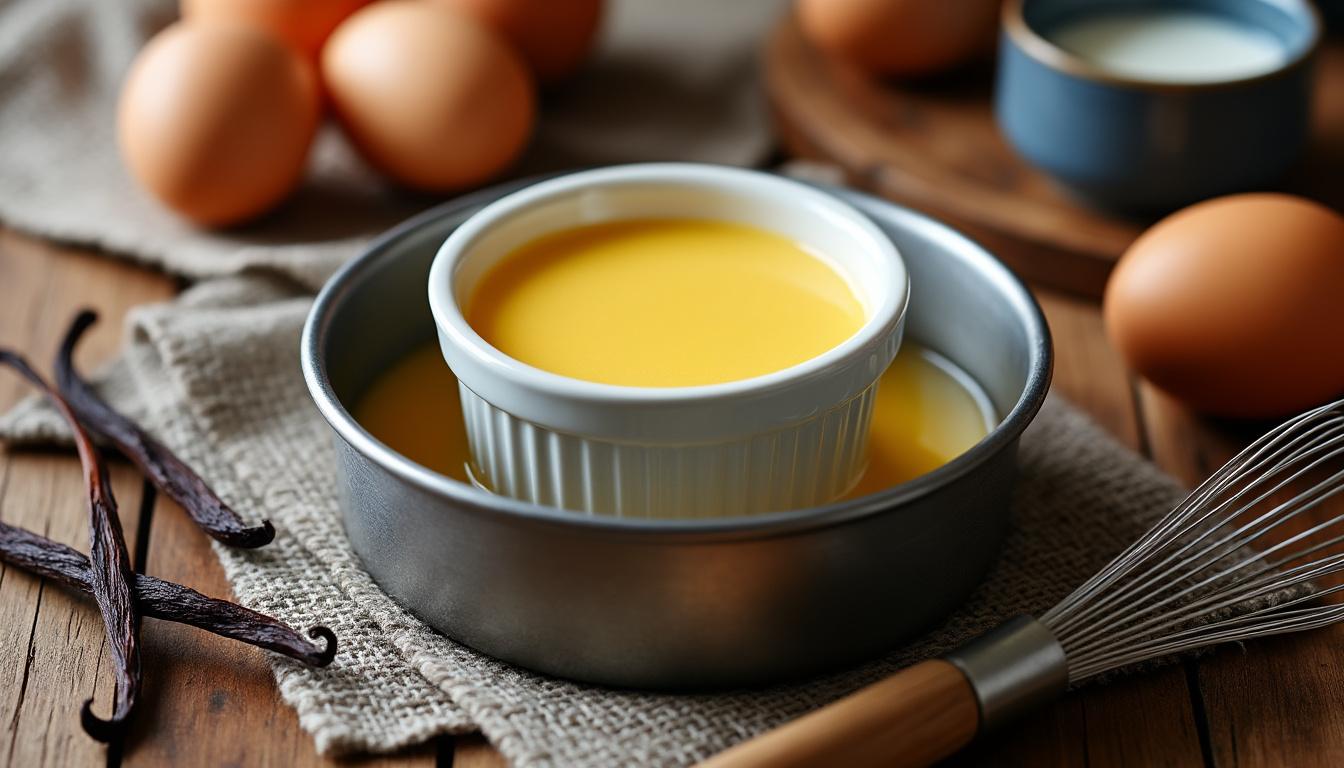 découvrez notre recette traditionnelle d'œufs au lait cuits au bain-marie, accompagnée d'astuces pour réussir un dessert savoureux et onctueux à chaque fois.