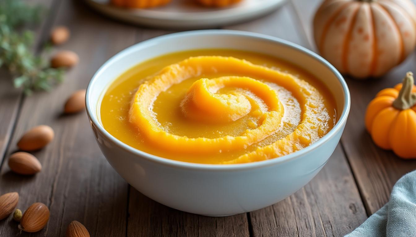 découvrez une recette de purée de butternut réalisée au thermomix, sans pomme de terre, pour une texture fondante et un goût authentique.