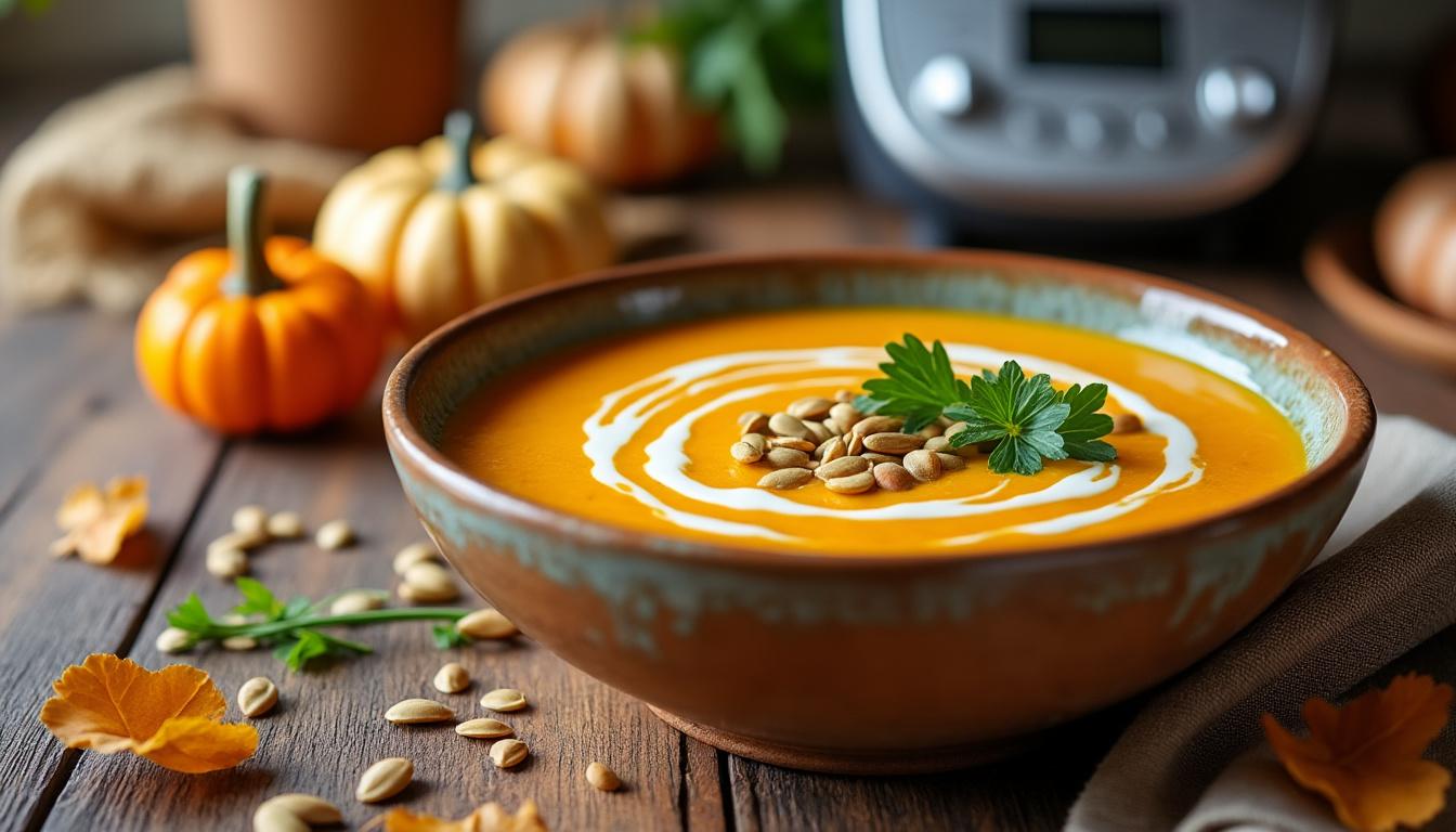 découvrez notre recette de velouté de butternut au thermomix, une soupe crémeuse et rapide à préparer, accompagnée de variations gourmandes pour régaler toute la famille.