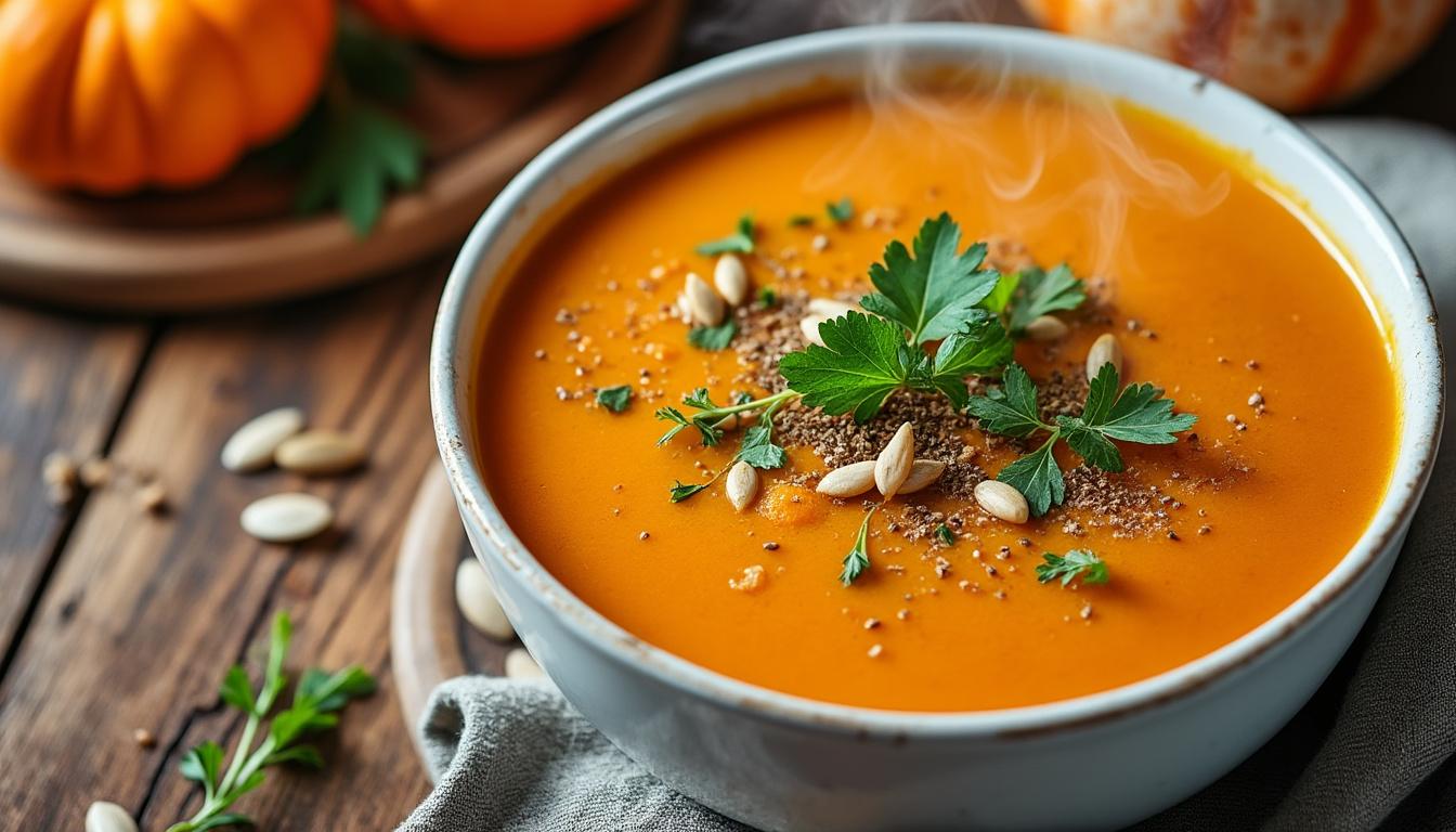 découvrez notre recette facile et rapide de velouté de potimarron au thermomix, pour un plat crémeux et réconfortant à partager en toute simplicité.