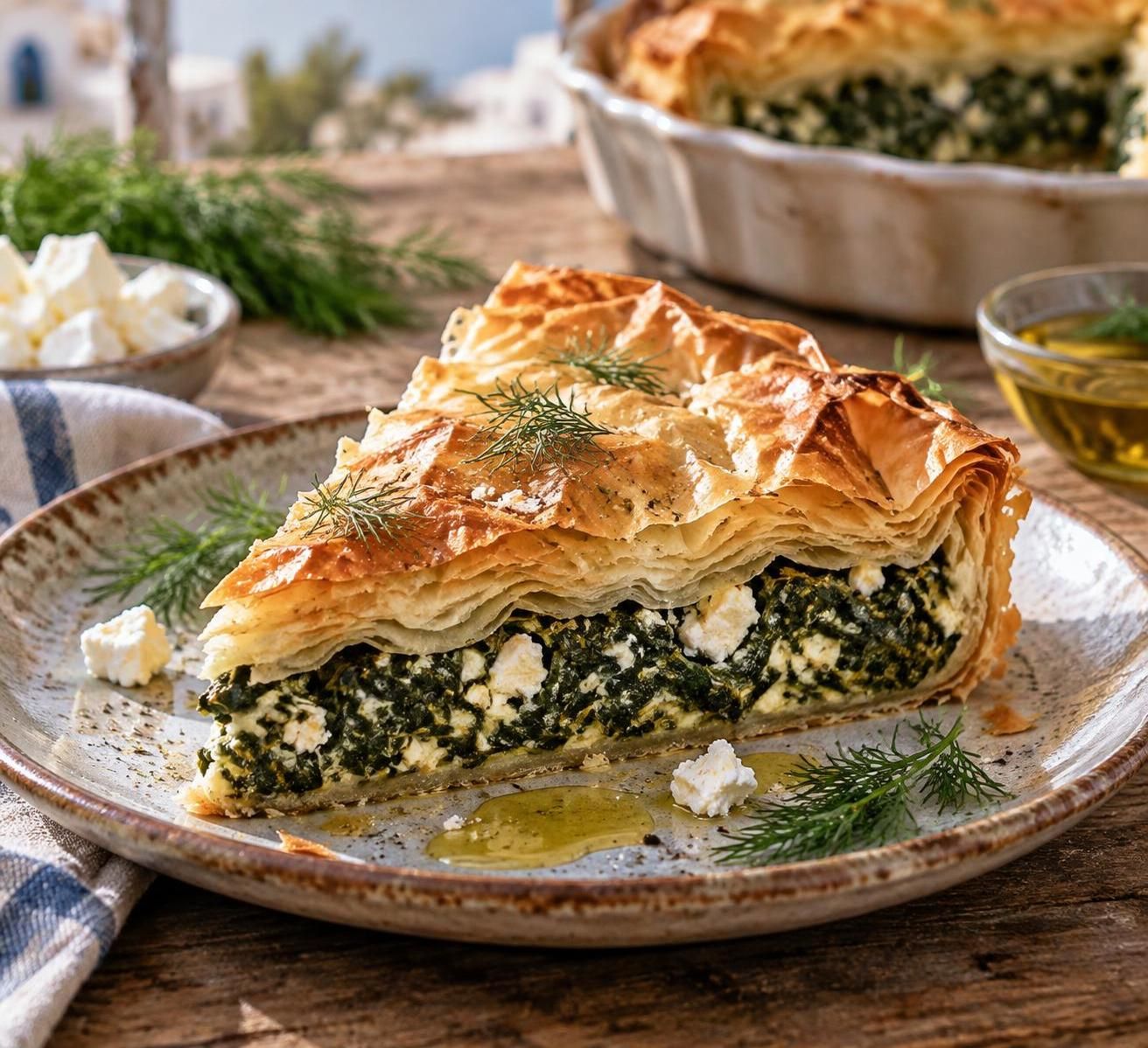 découvrez la recette traditionnelle de la spanakopita : une délicieuse tarte grecque aux épinards et à la feta, croustillante grâce à sa pâte filo.