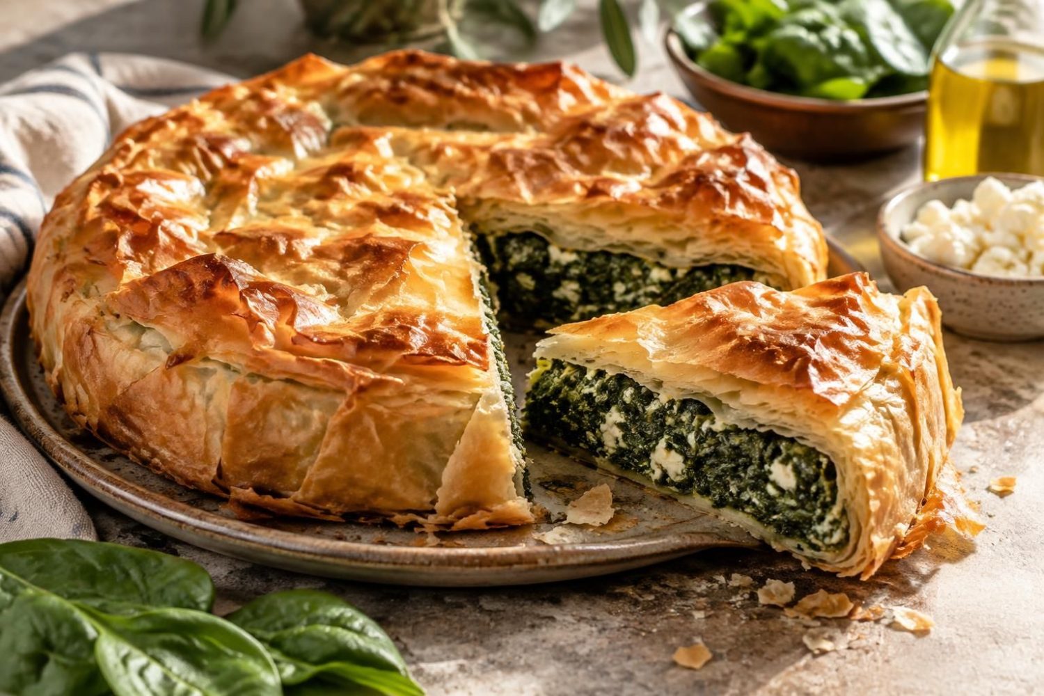 Tarte épinard feta grecque (spanakopita) : la recette traditionnelle à la pâte filo